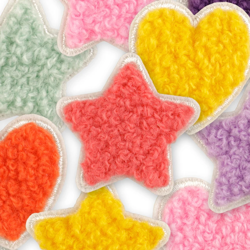 22 Stück Chenille-Herz-Stern-niedliche Aufnäher für Kleidung, zum Aufbügeln, bestickt, für Kinder, viele Aufkleber, Packung, Parches, Nähen, Jacken, Stoffe – Detail 5