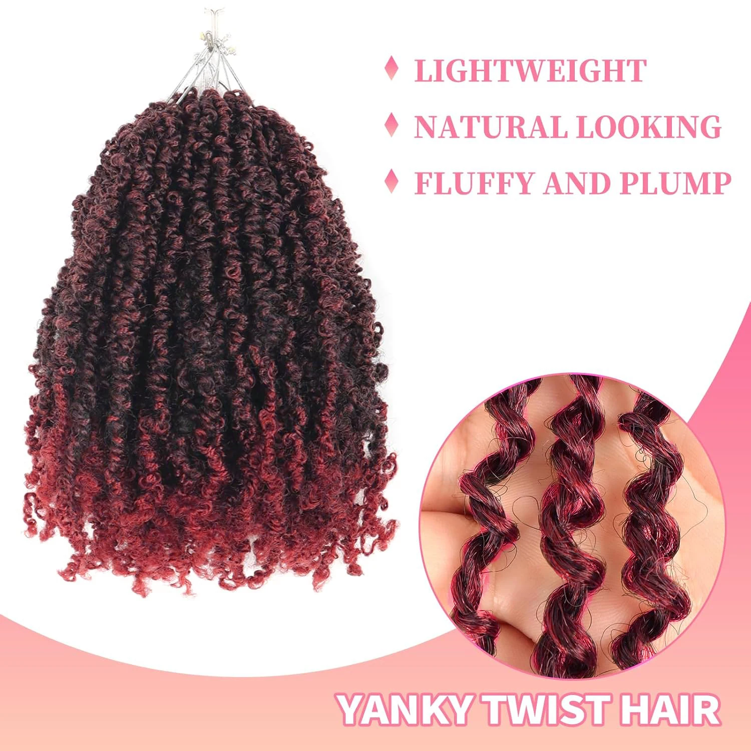 Yanky Twist Crochet Hair 12 Inch Pre Looped Mini Twist Yankee Twist Micro Yaki Twist Synthetic Curly Crochet Hair Extensions