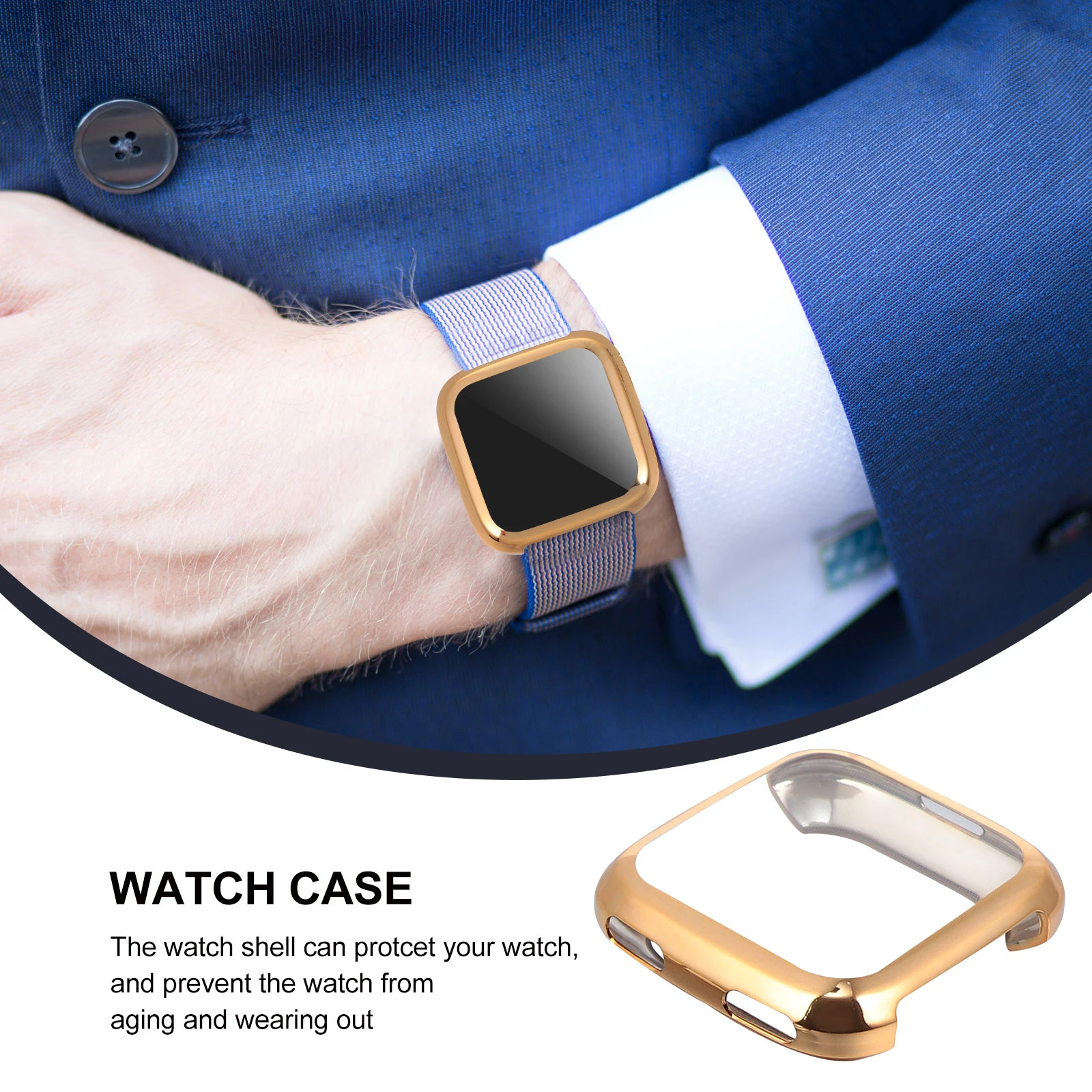 

3pcs Golden Watch Shell Protective TPU Anti-Shock Case for Smartwatch Accessories Durable Wear Prevention Fashion Gift