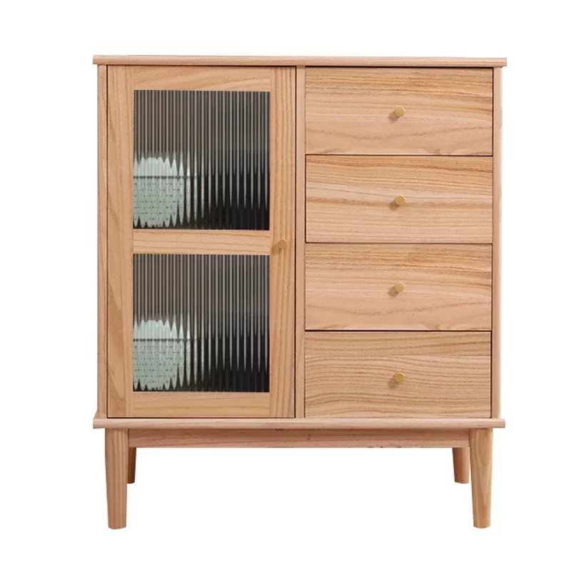 Bucket cabinet solid wood modern simple storage locker wine cabinet living room wall small apartment braided rattan cabinet dini