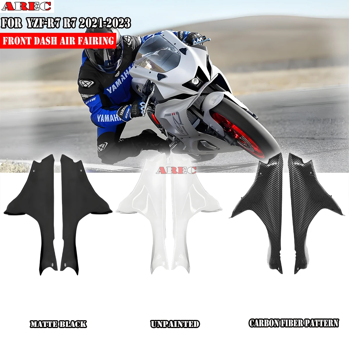 

YZF-R7 Motorcycle Matte Black And Carbon Fiber Pattern Upper Front Dash Air Cover Fairing For YAMAHA YZF-R7 2021 2022 2023 R7