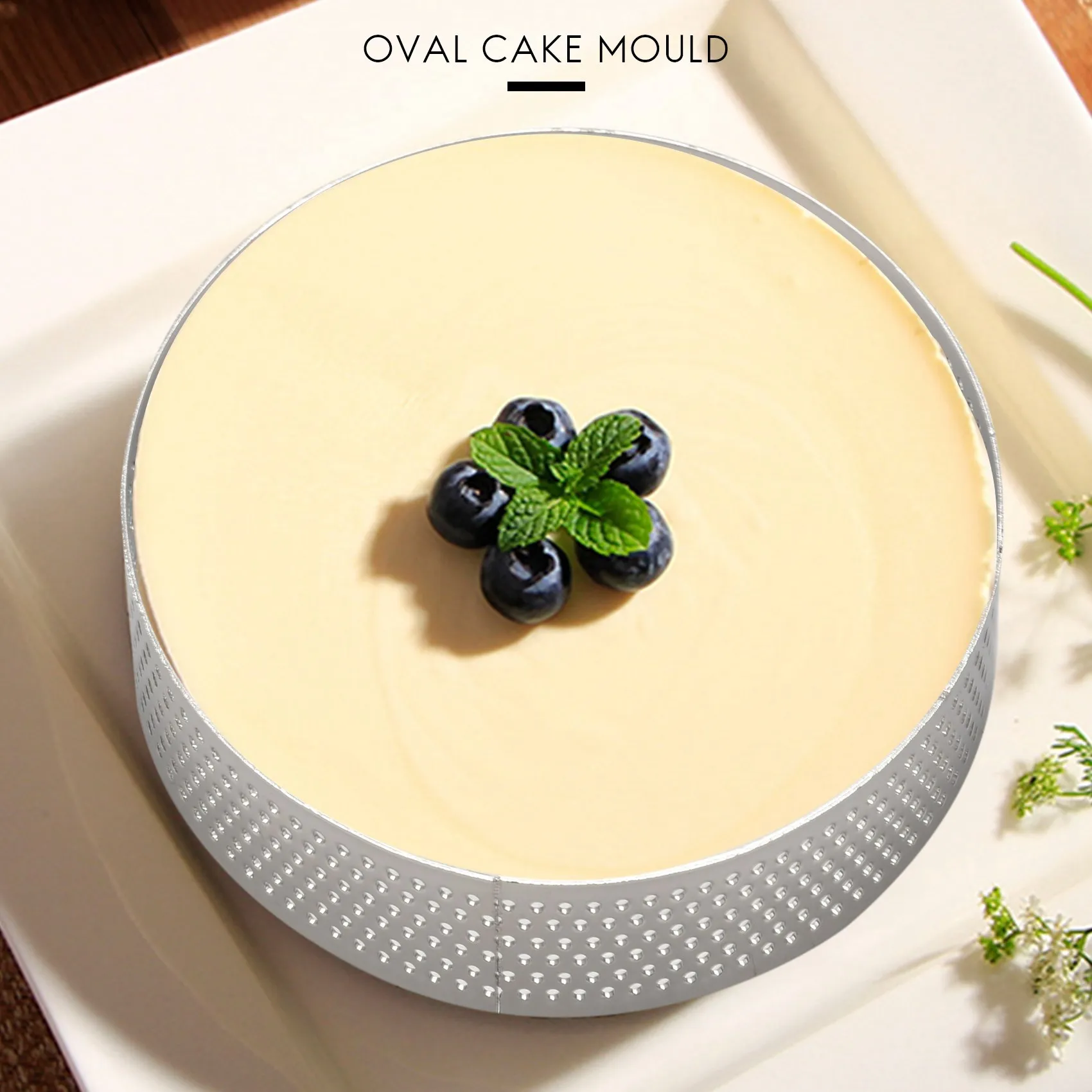 ABMI-60X Circular Stainless Steel Porous Tart Ring Bottom Tower Pie Cake Mould Baking Tools 8Cm,