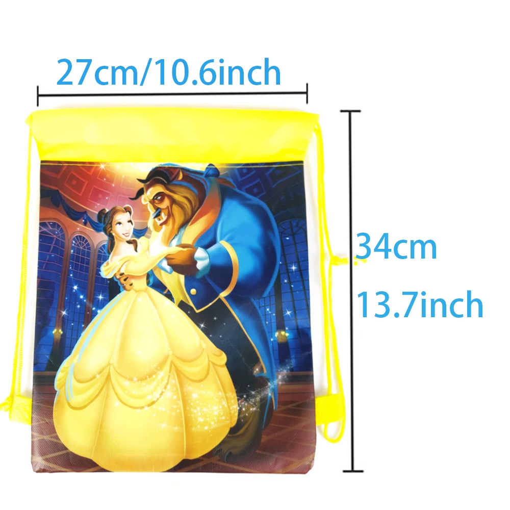 12pcs/lot Beauty Beast Theme Non-woven Fabrics Mochila Birthday Events Party Baby Shower Decorations Drawstring Gifts Bags