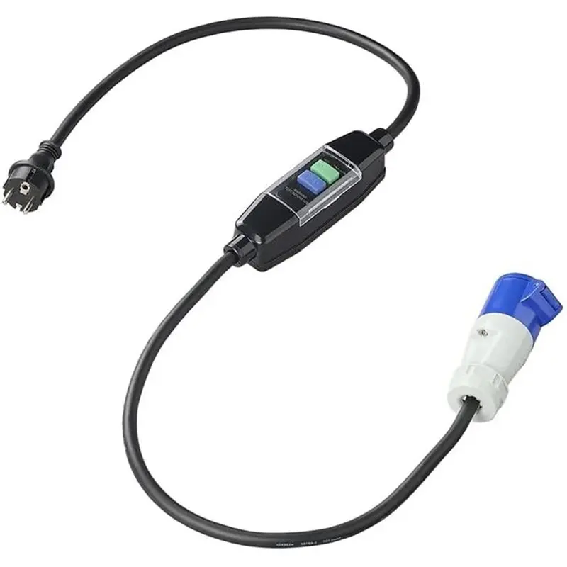 Light Weight Adapter Cable 150 Cm Schuko To CEE With Integrated FI Switch -Residual Current IP44/IP55 For Camping & Motorhome Eu