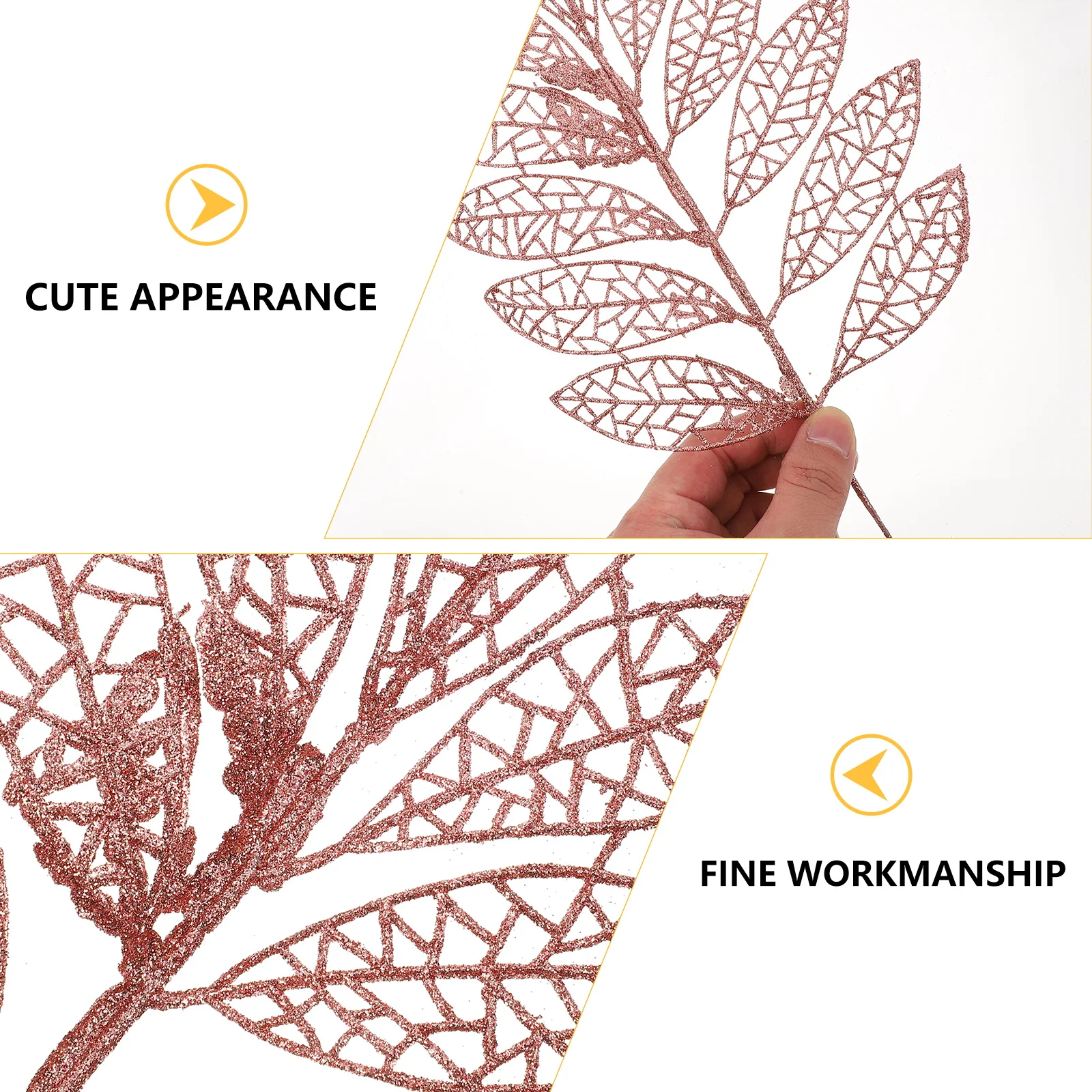 

5Pcs Simulation Rose Leaf Decor Bright Colored Christmas Ornament for Tree Centerpiece Wreath Holiday Home Decoration