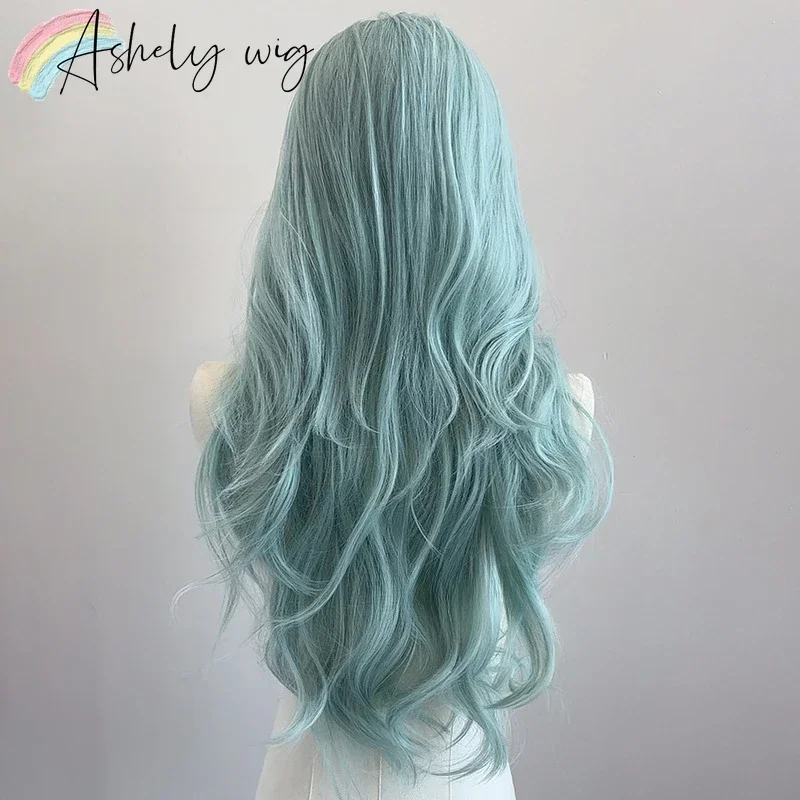 Ashely Light Green Wig for Women Long Curly High Quality Headband Wig 26inch Wavy Female Synthetic Wigs for Daily Use Lolita 가발