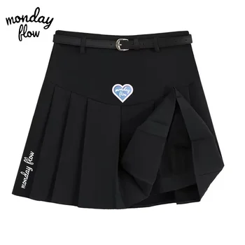 여성용 골프 플리츠 하이 웨이스트 짧은 스커트 바지, 하프 스커트, 여성용 골프 의류, Monday Flow, 여름 신상
