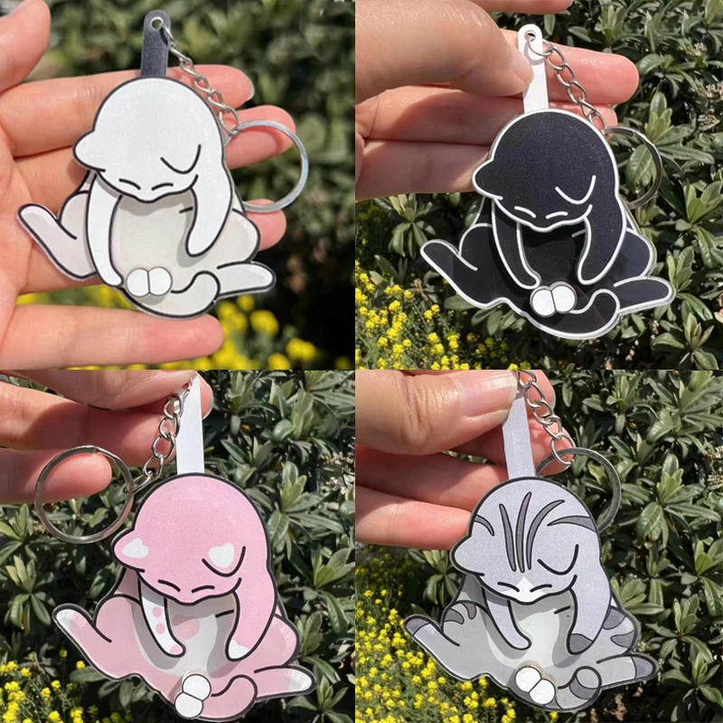 1PCS Creative Pull Play Egg Cat Keychain Pendant Cute Funny Rotatable Acrylic Bag Pendant For Women Keyring Purse Bag Accessory