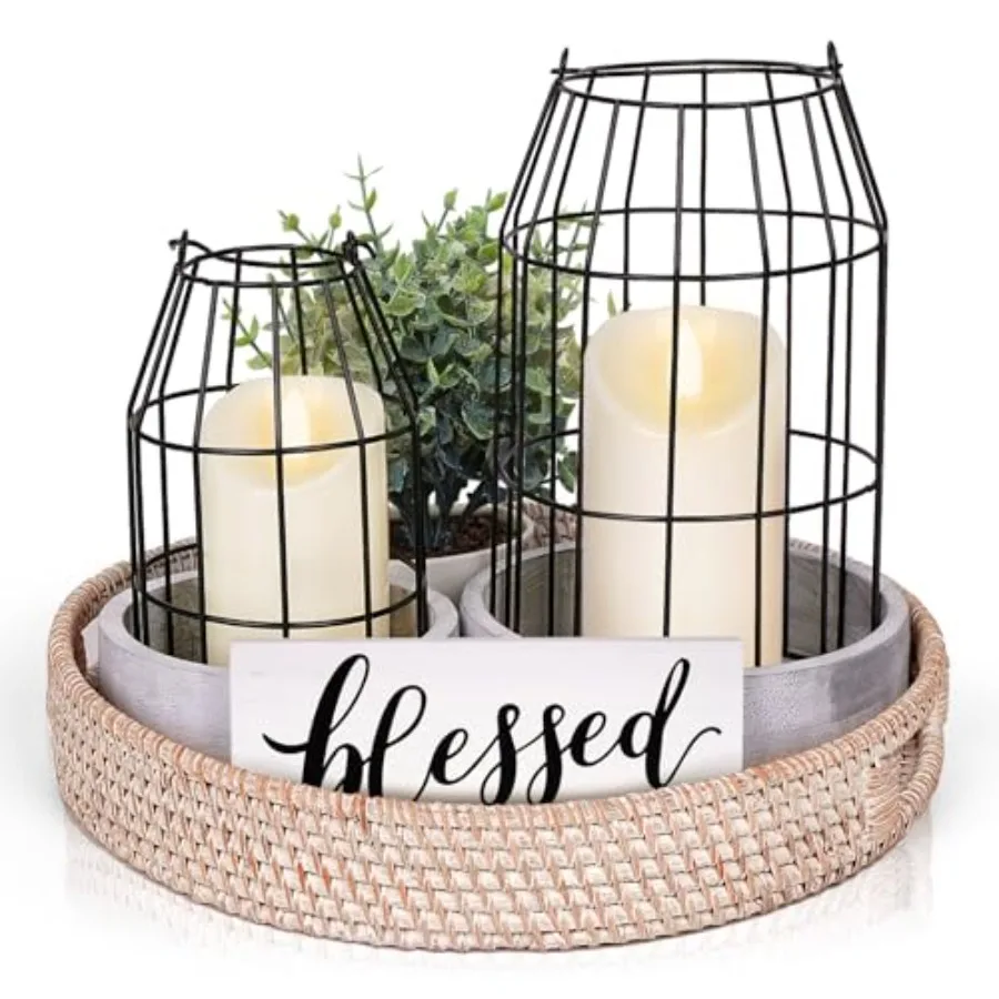 

Rustic Farmhouse Decor Set of 7 - for Living Room Dining Table Centerpieces Fireplace Home Decoration- Modern Upscale Kitchen C