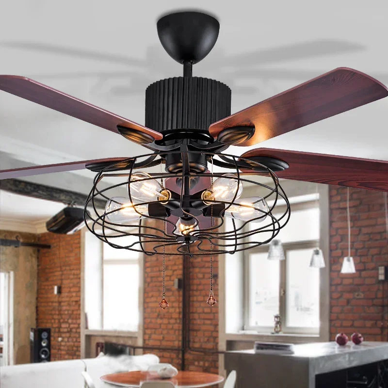 

Vintage Ceiling Fan Lamps Wood Remote Control with Lights Industrial Decor Livingroom DC/AC 220V 110V Modern Nordic Wooden Blade