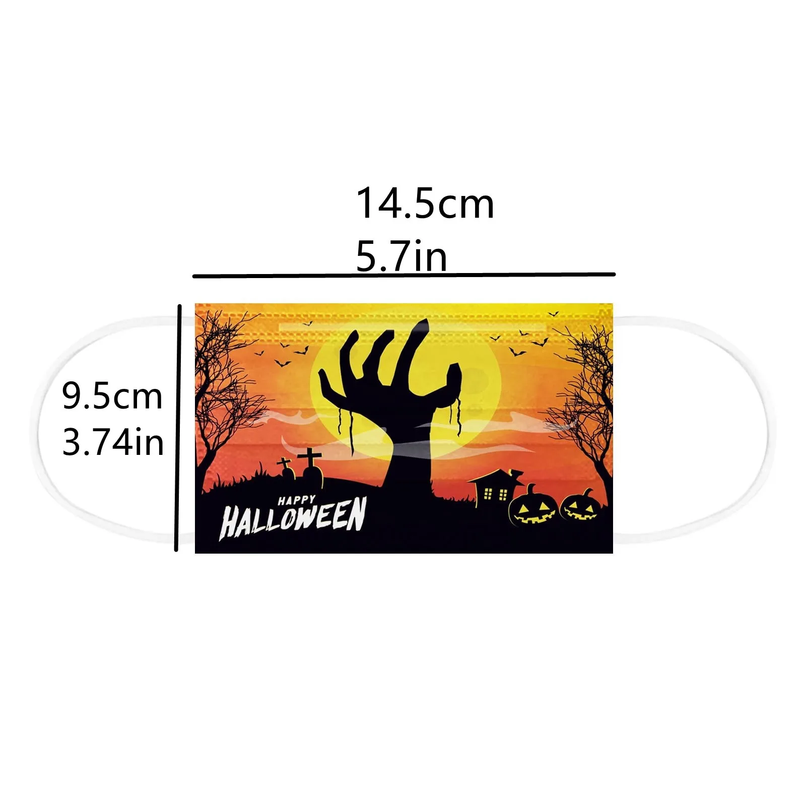 10 pezzi cartoni animati per bambini maschera di Halloween maschera usa e getta maschera per l'orecchio stampata bocchino maschera usa e getta amichevole