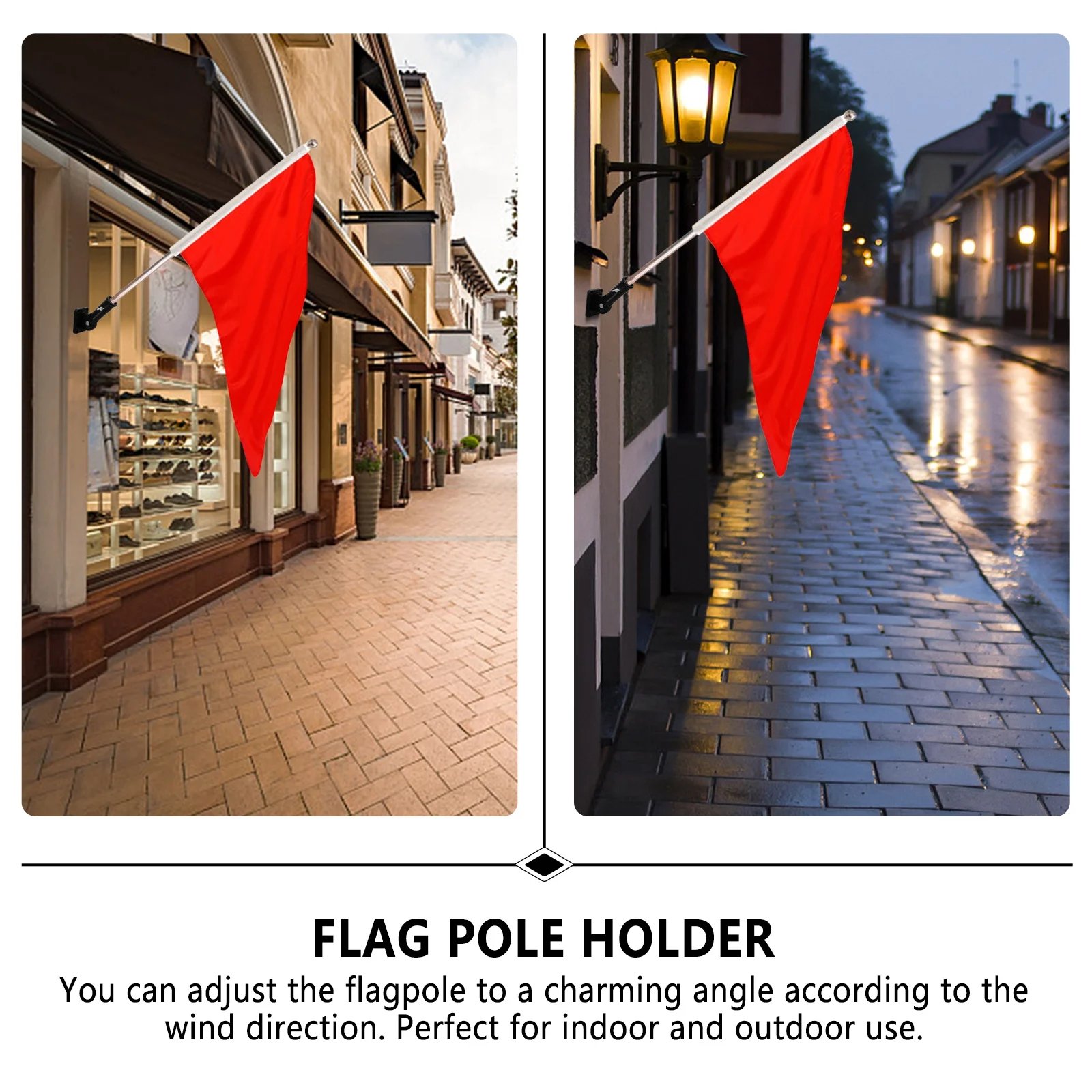 Flag Pole Holder Adjustable Bracket Heavy Duty Aluminum Mounting Base for National Day Celebration Flags Black