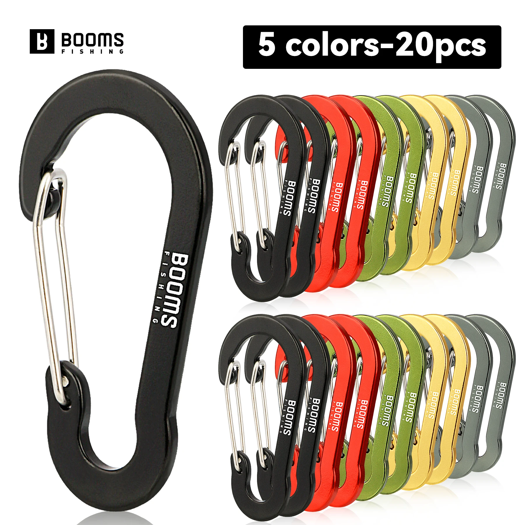 

Booms Fishing Multi Tool 20Pcs 7cm D-ring Aluminum Aalloy Carabiner Clip Outdoor Travel Hook Buckle Karabiner Camp Equipment