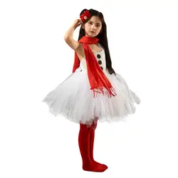 Snowman Tutu Dress For Girls Fancy Dress Up Gauze Tutu Dress Beautiful Girls Cute Christmas Dress Set White Gauze Stage Costume