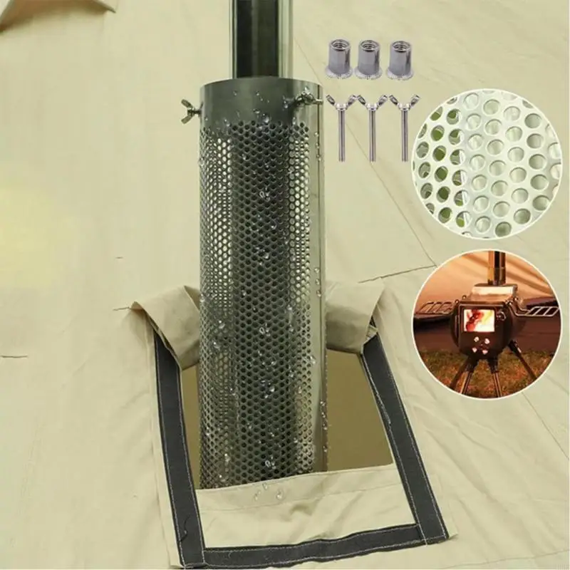 Anti-Scalding Stainless Steel Tent Stove Chimney Guard Efficient Heat Distribution Suitable for Secure Outdoor Activity 