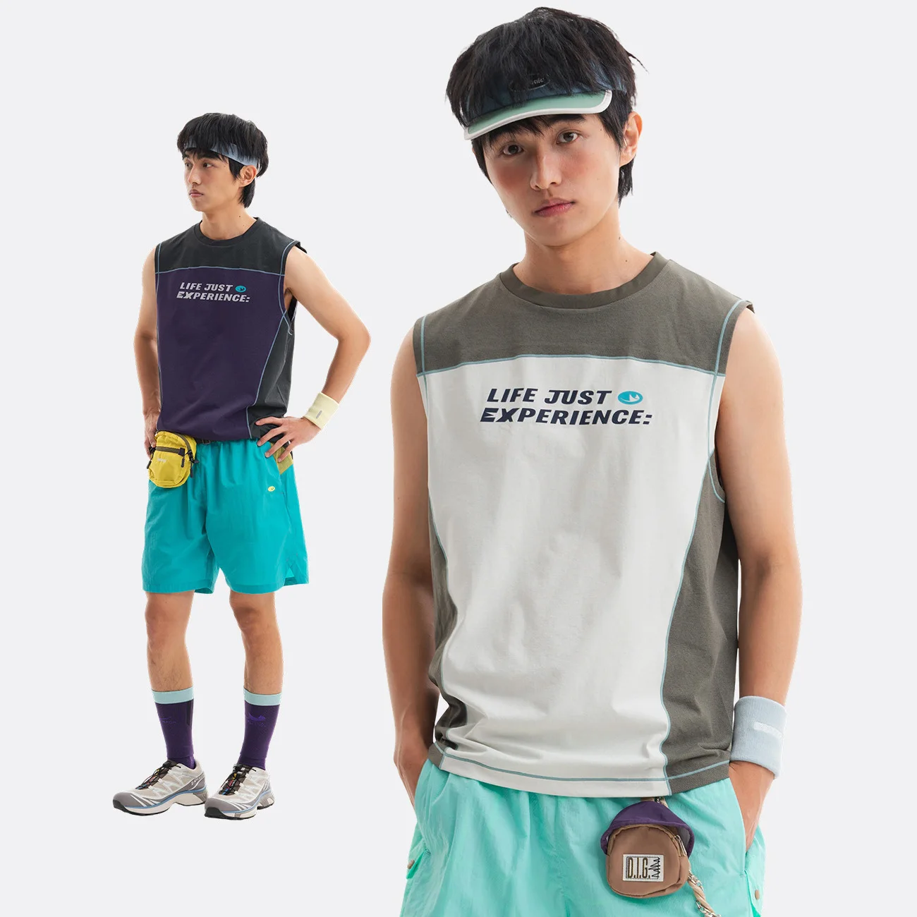 Outdoor Fashion Quick Dry Sports Vest Tshirt Men Splice Breathable Sleeveless T-shirt Fitness T Shirt Tank Tops