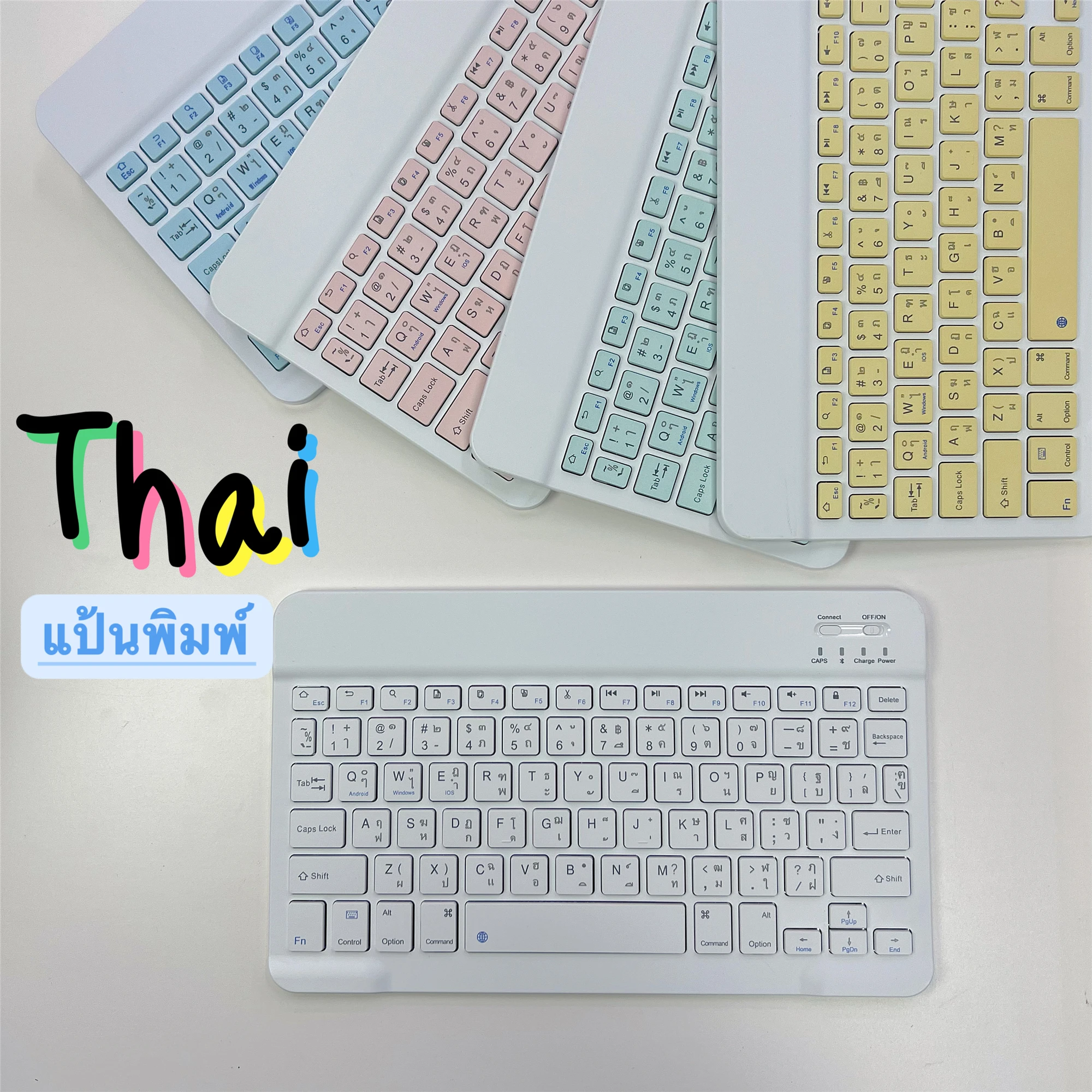 

Thai language Ultra-Slim Bluetooth Keyboard Portable Mini Wireless Rechargeable for Apple iPad iPhone Thailand