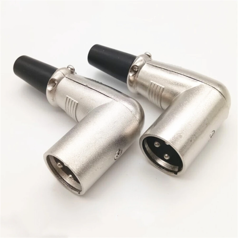 3 ขั้วมุมขวา XLR Connector ชายหญิง 3 พินไมโครโฟนปลั๊กสายสัญญาณเสียง Multi-Directional Connector Adapter