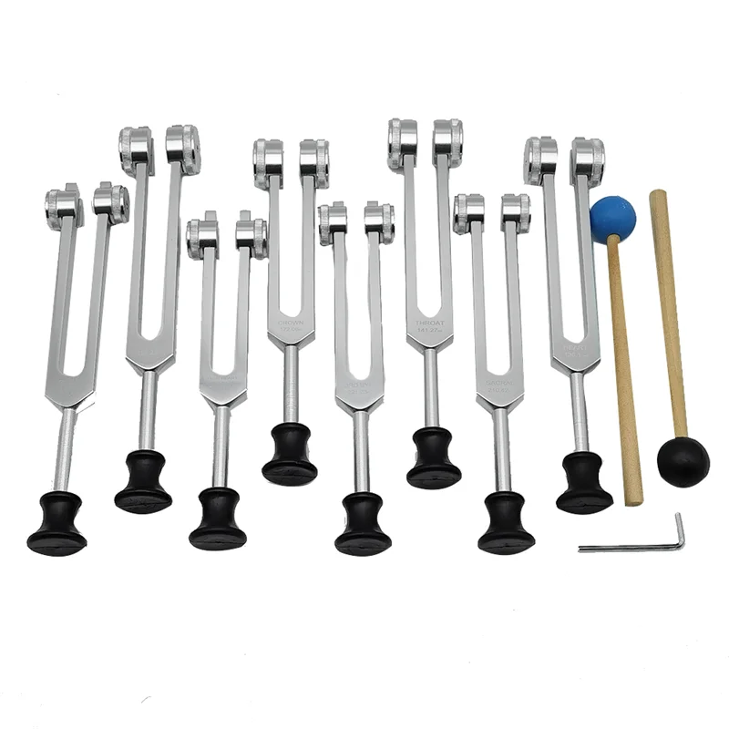 Tuning Forks Set for Healing,Sound Therapy(126.22 Hz,136.1 Hz,141.27 Hz,172.06 Hz,194.18 Hz,210.42 Hz,221.23Hz) Silver