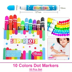 10 Colors Dot Markers Doodle Graffiti Pen for Toddlers Magic Pens Water Color Pen for Art Drawing Writing Painting Office School