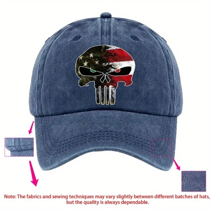 ヴィンテージウォッシュベースボールキャップお父さん帽子アメリカ国旗スカルパニッシャーグラフィック (星、調節可能なストラップ軽量愛国ユニ)