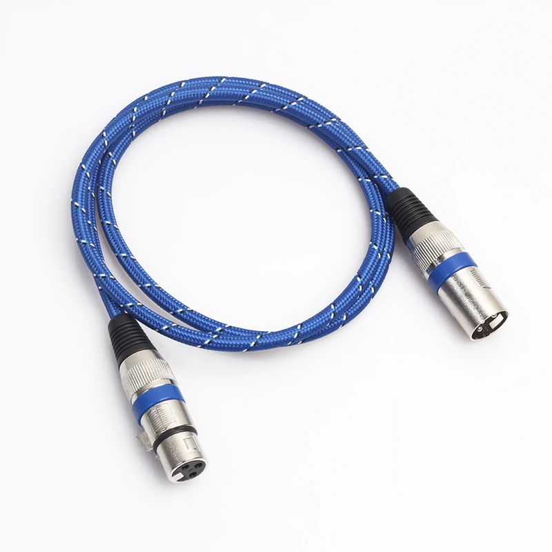 AU61-Nylon Braided Double Shielded XLR Male To Female Large 3-Core For Microphone Canon Audio Cable,1 Meter