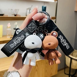 Cute Resin Keychain Charm Tie The Bear Pendant For Women Bag Car KeyRing Mobile Phone Fine Jewelry Accessories Kids Girl Gift