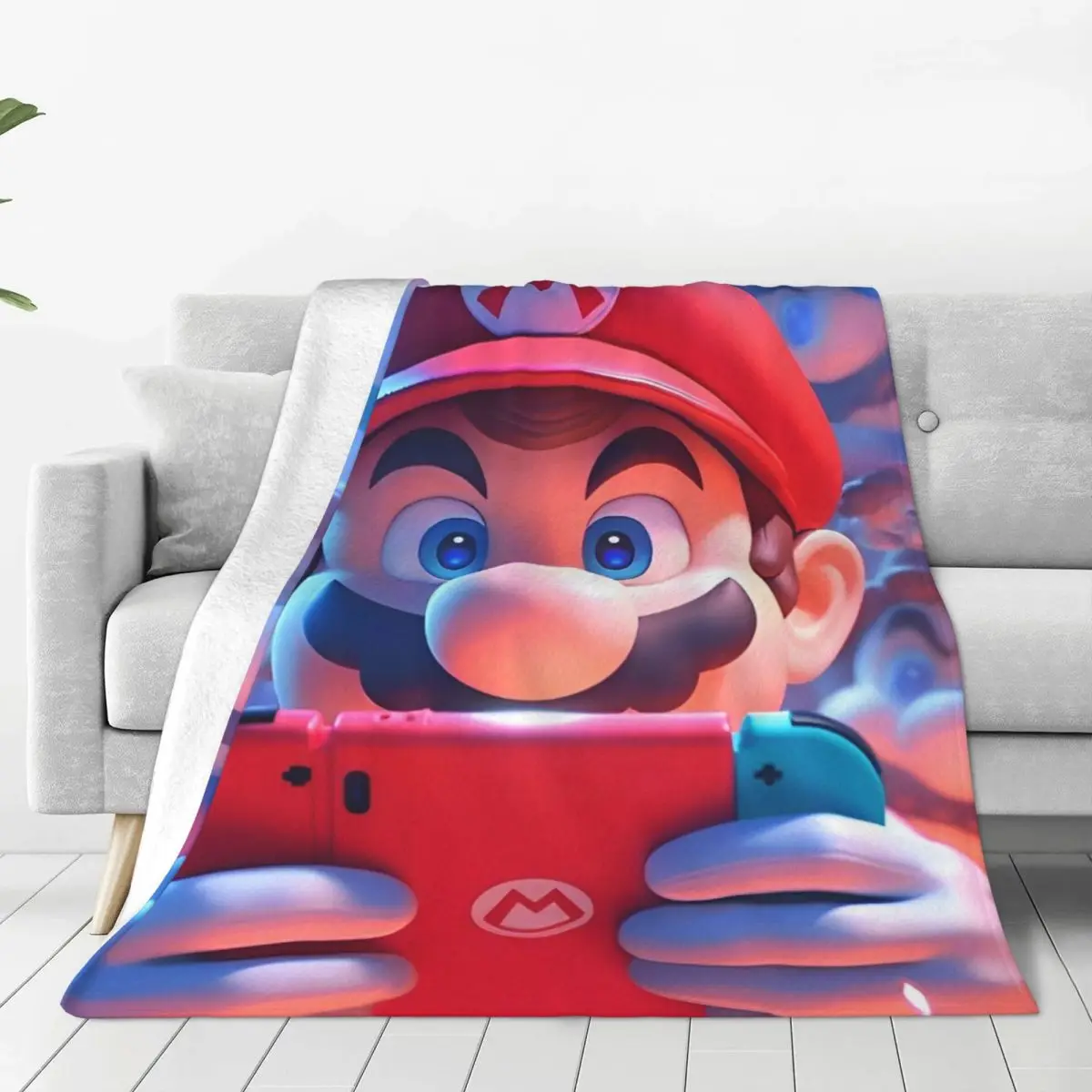 Cartoon M-marioes Flannel Blanket Soft Durable Throw Blanket for Bedroom Travel Graphic Bedspread Sofa Bed Cover