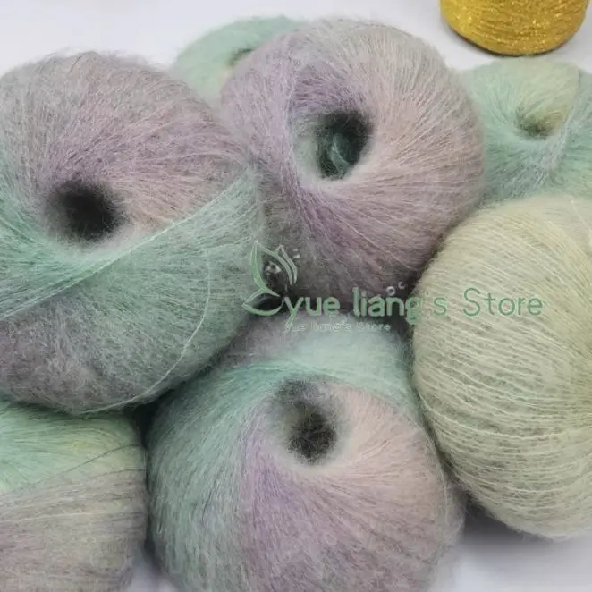 8 Groups of 200g Real Silk Mohair, Gradient Mohair Yarn, Long Dyed Mohair Sweaters, Scarves, Hand Woven Wool
