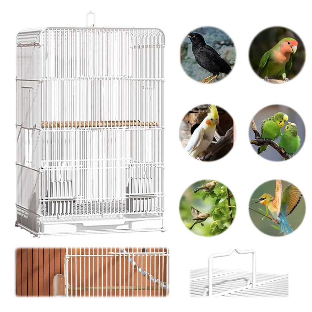 

Household Bird Cage Impact Resist Portable Parrot Cage Removable Tray Bird Breeding Cage for Indoor Outdoor Home Bird Feeding