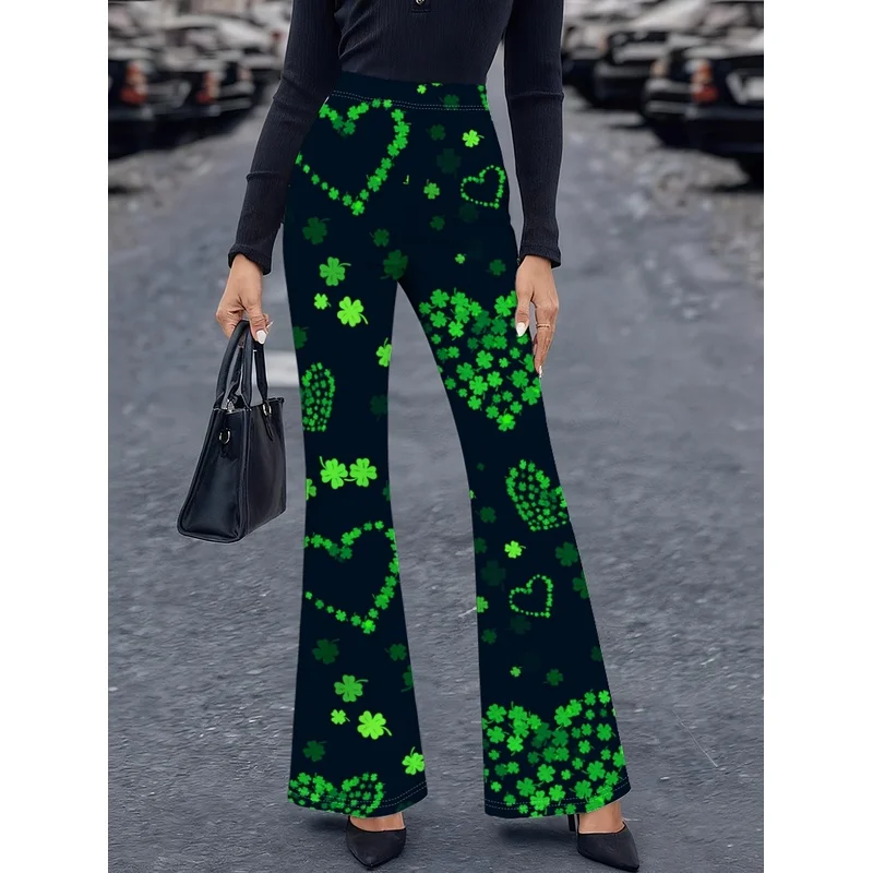 Printed flared pants for teenagers aged 7-16, suitable for daily street casual wear, suitable for all seasons