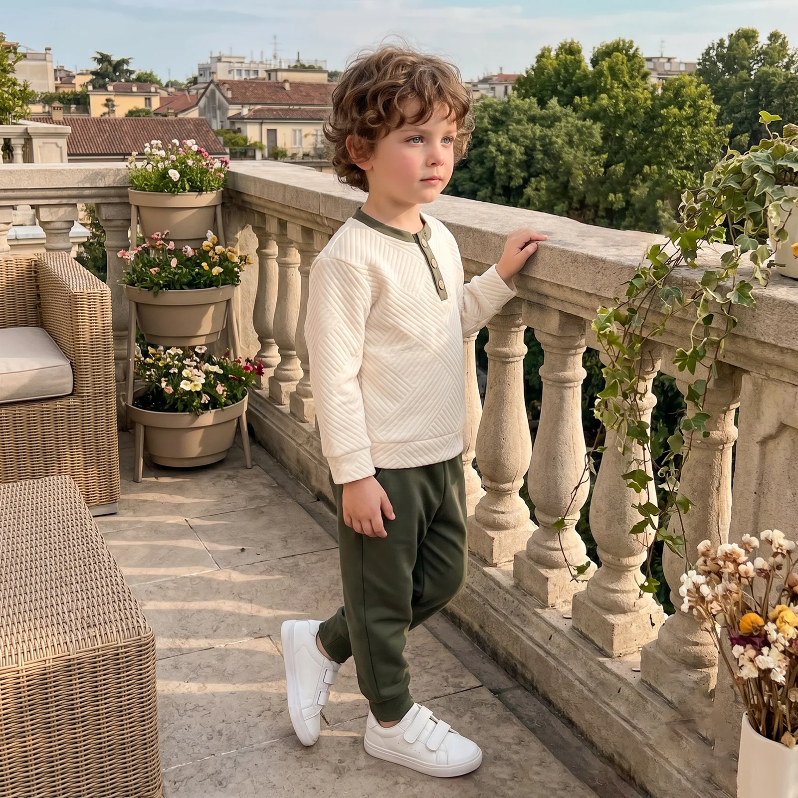 2027 Winter Fashion Toddler Baby Boys Warmer Outfits Adorable Long Sleeve Sweatshirt and Pants Children's Sets Early Autumn New
