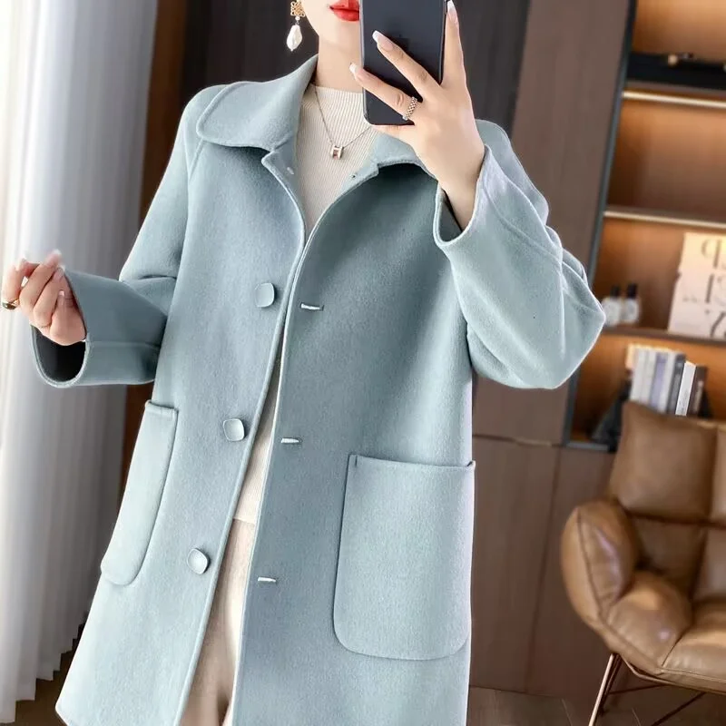 high Quality Woolen Coat Women's Mid-length Autumn and Winter Wear 2026 New Korean Fan Thickened Top Popular Women's Woolen Coat