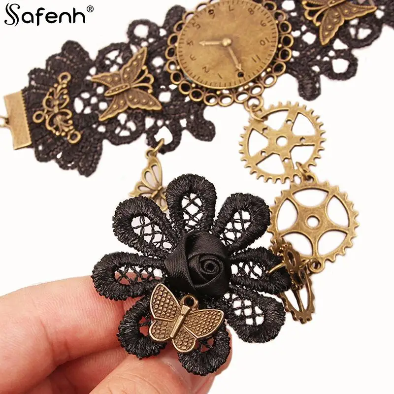 1pc Women Vintage Steampunk Gloves Wrist Cuff  Gear Girls Jewelry Accessories Victorian Bracelets Costume Lace Handwear Necklace