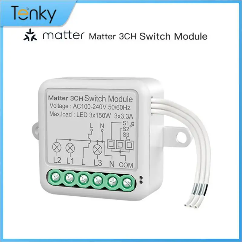 10A Matter Smart Switch, 1/2/3/4Gang Breaker Relay APP Control Remotrly Works With HomeKit Alexa Home AC100-240V