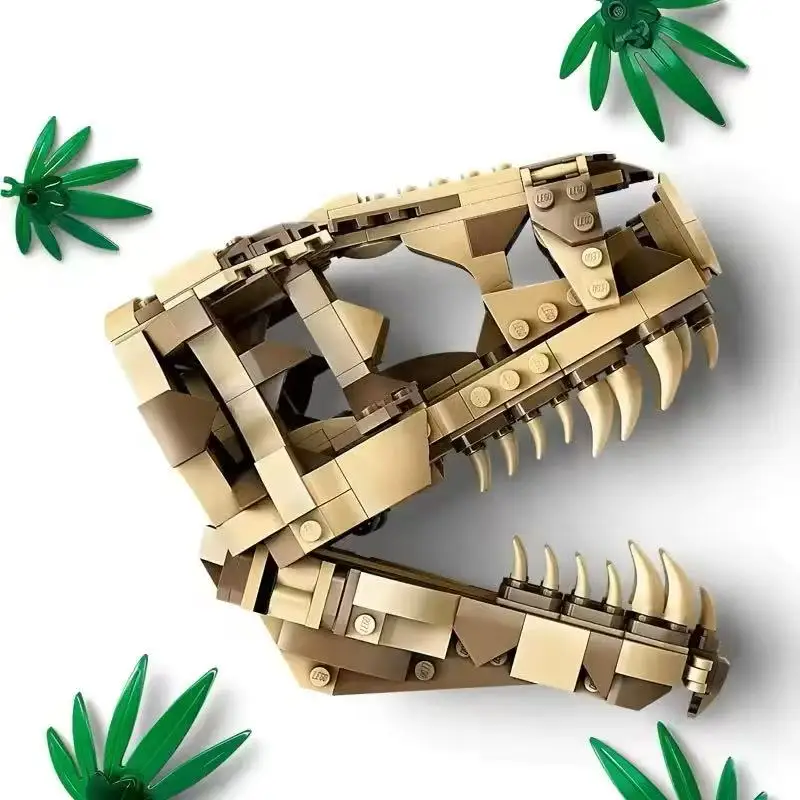 69577+2025+Animals+Series+Dinosaurs+Fossils+Tyrannosaurus Rex+Skull+Architecture+Building Blocks+Toys+Children+Education+DIY+Bir