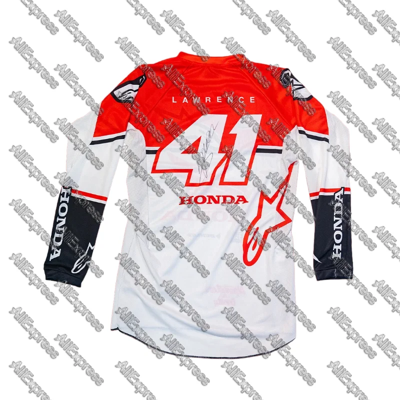 

Мотоциклетный трикотаж с длинным рукавом Honda # 41, быстросохнущая дышащая футболка для гонок и верховой езды для внедорожных велосипедов, горных приключений