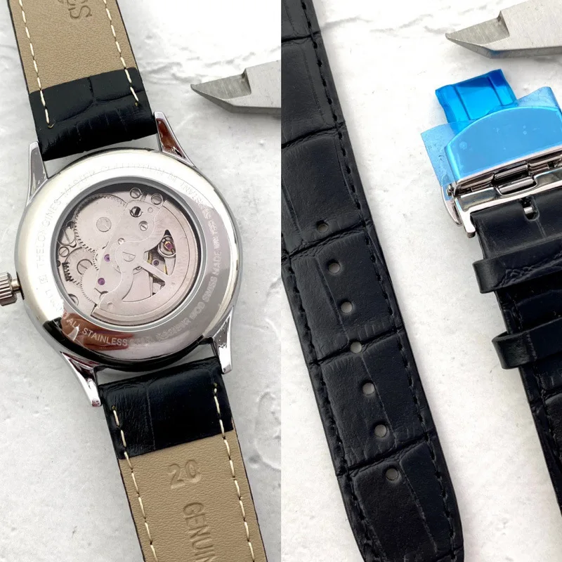 2025 relógio de negócios automático de luxo masculino aço inoxidável cristal safira à prova dwaterproof água 100m esqueleto dial data exibição