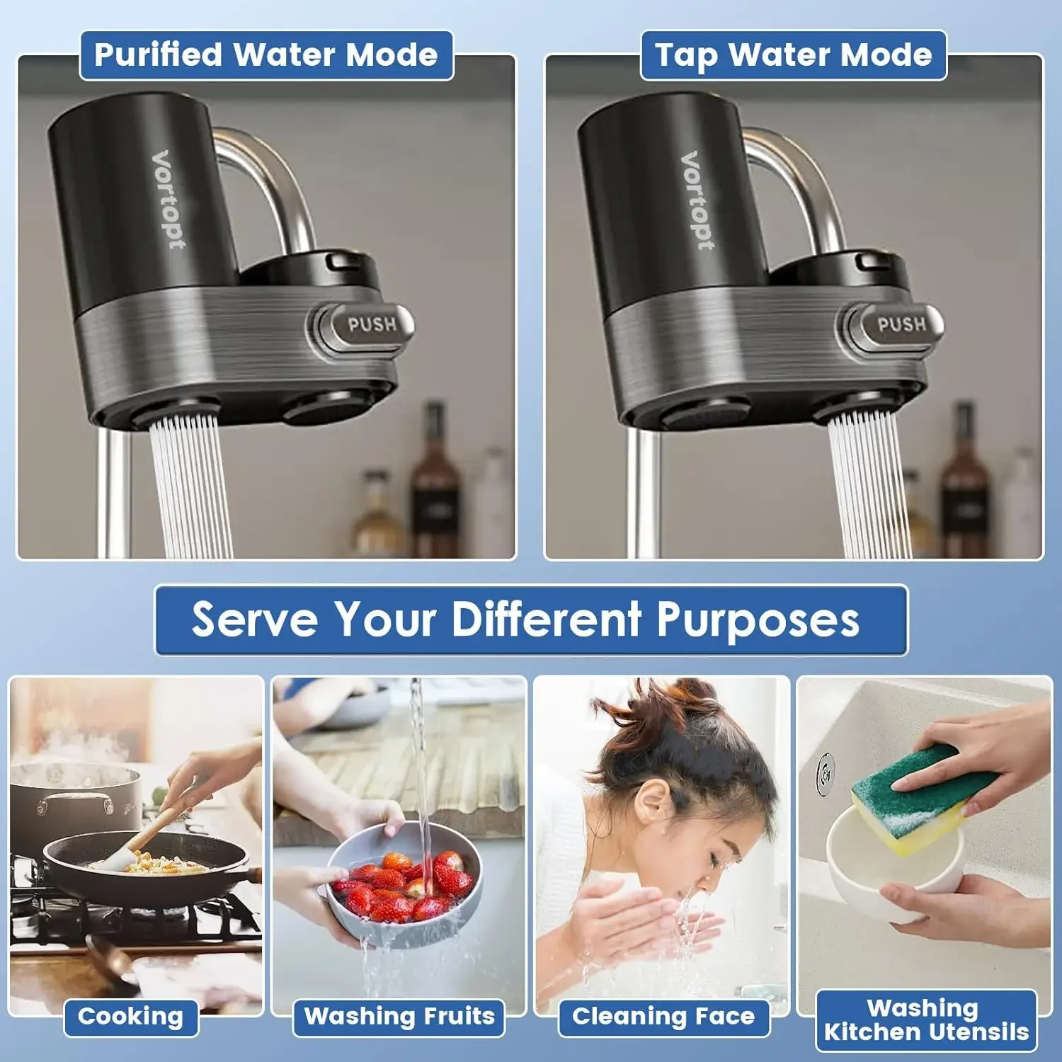 Premium Faucet Water Filter System, Tap Purifier, Reduces Lead, Chlorine & Bad Taste NSF Certified Kitchen