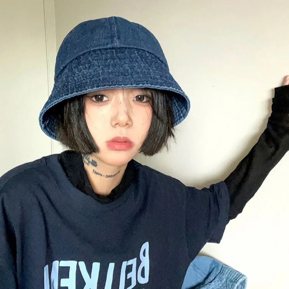 بسيطة ظلة الدنيم دلو القبعات خفيفة الوزن واسعة حافة الرجعية صياد قبعة القماش أقنعة الشمس حماية حوض قبعة الصيف