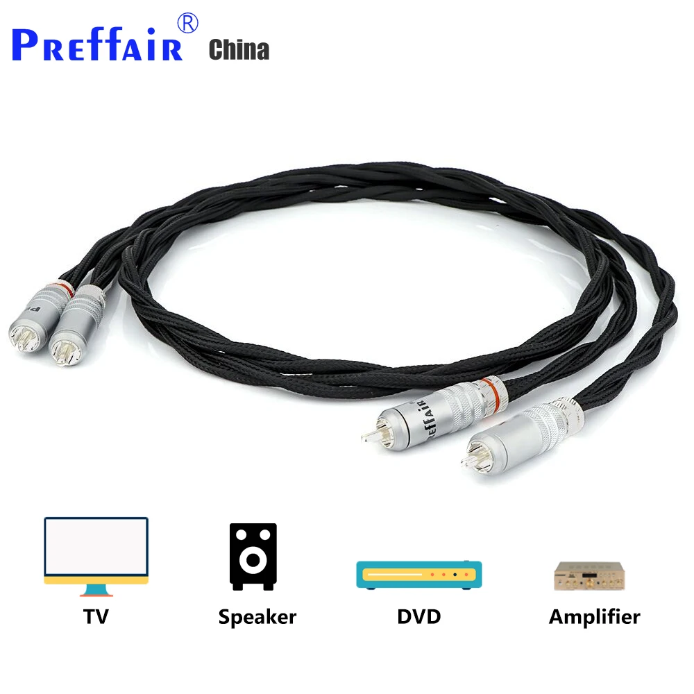 

Preffair 2 cores Twist OFC Silver Plated Interconect Cable Single Wire With Silver Plated RCA Plug