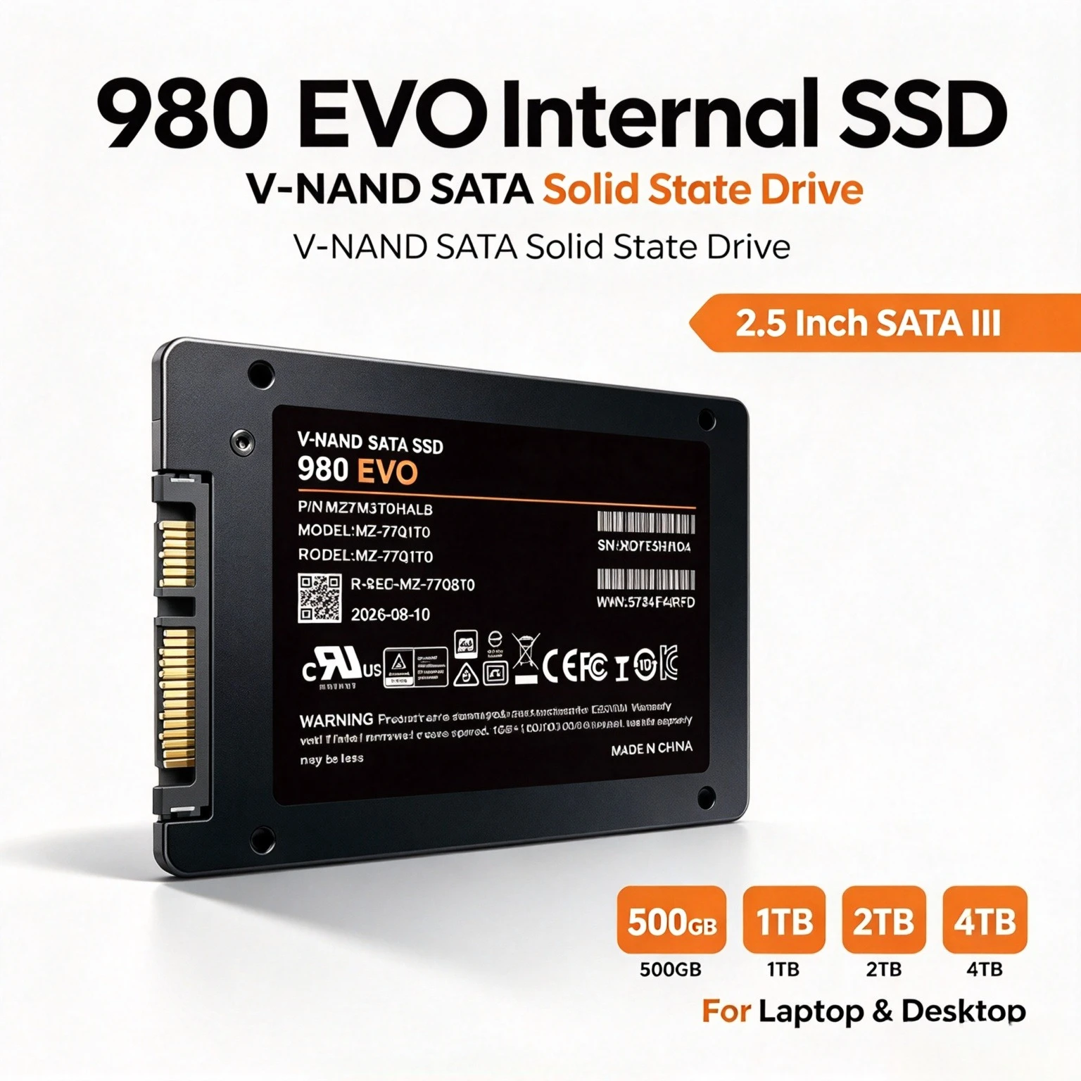 Solid State Disk 4TB 2.5 Inch SSD 500GB 1TB 2TB Internal HDD 980/990 EVO Hard Drive Sata3 For Laptop Microcomputer Desktop
