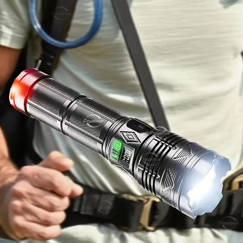1500W Most Powerful LED Flashlight USB Rechargeable Tactical Torch Light Ultra Bright Long Shot 5KM Zoom Flashlight Fishing Lamp