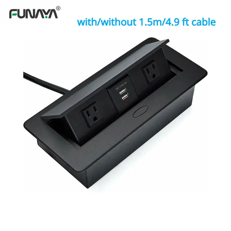 UL 3 US Power 2 USB Charging Hidden Connection Box Desk Power Socket for Office Table/desktop Pop Up Power 110v 220v Socket