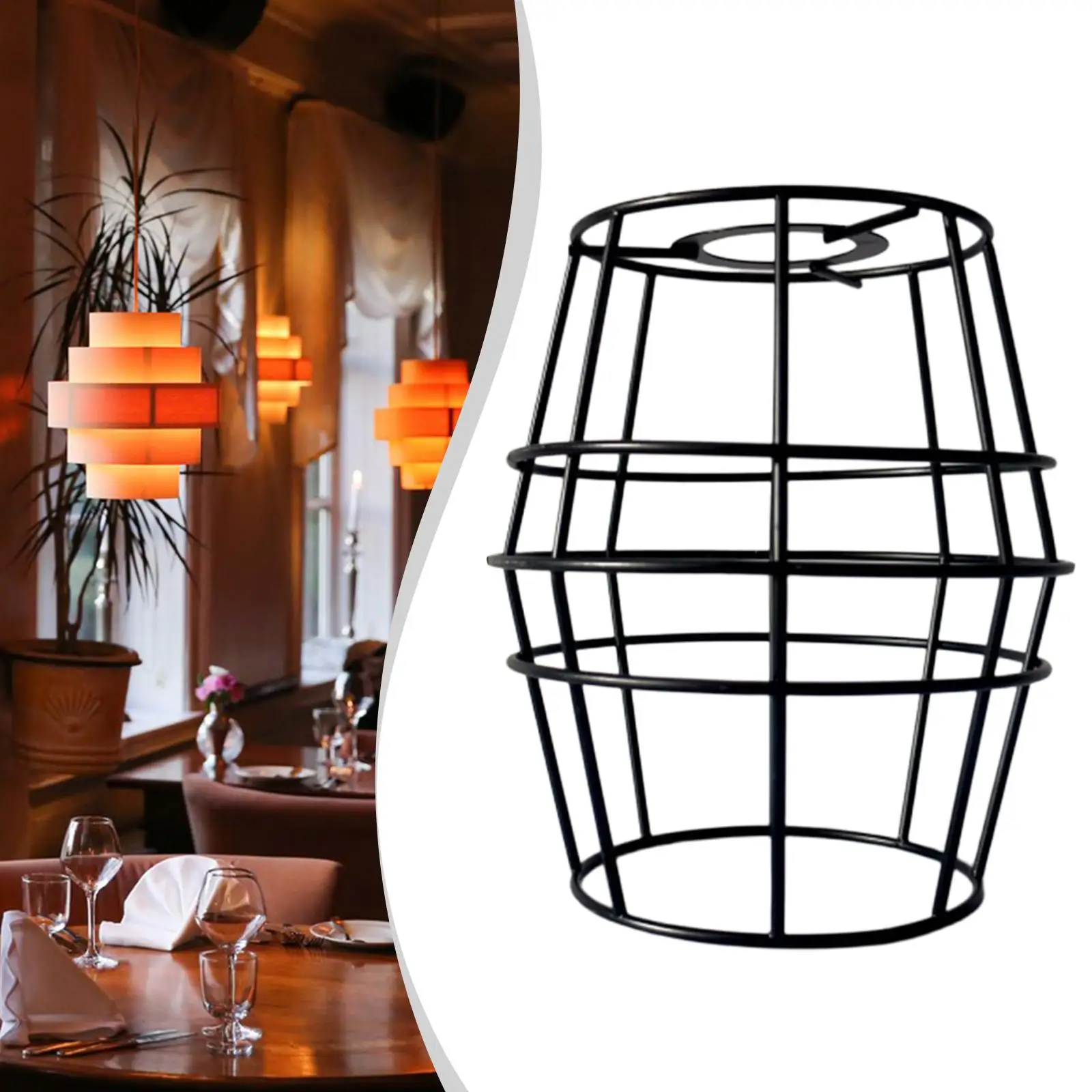 

Modern Iron Wire Basket Pendant Lamp Cover Black Cage Lampshade Accessory for Cafe Restaurant Bedroom Kitchen Island Hotel