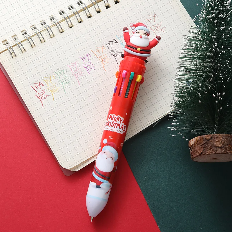 4 Pieces Christmas Ballpoint Pen Retractable Multicolor Ballpoint Pen for Kid Calss Reward Christmas Party