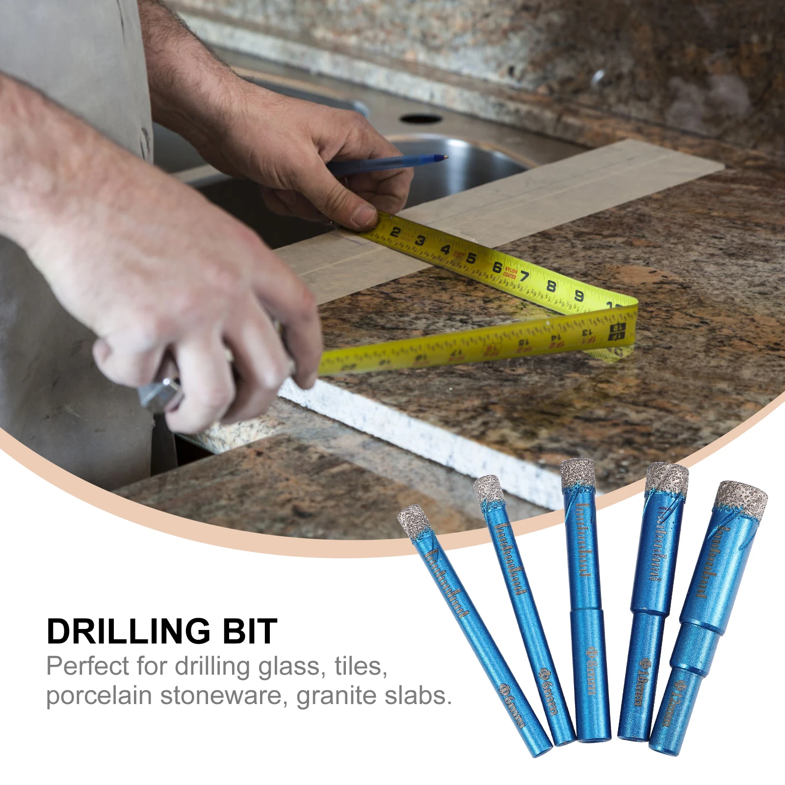 

5 pcs Dry Diamond Bits Hole Opener Ceramic Tile Diamond Core Drill Bit Set Hollow Core Drill Bits For Home Diy Building