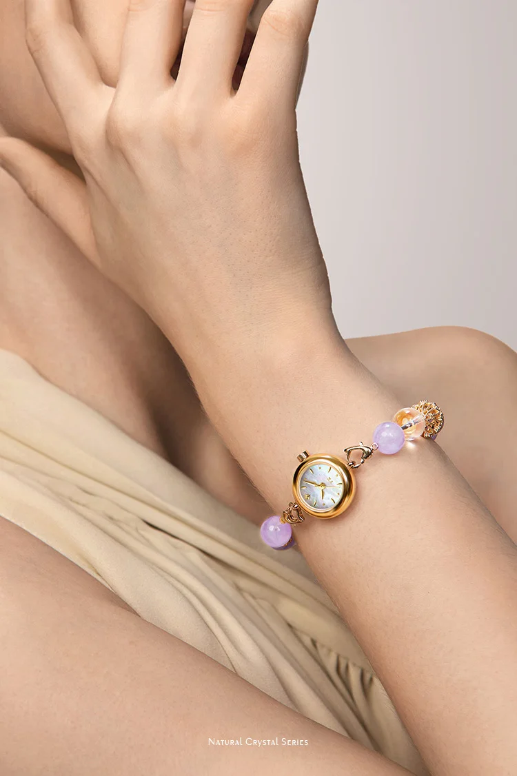 TIMETOKEN 2025 ساعة نسائية عصرية لون دافئ حر شكل كريستال الحد الأدنى تصميم طبيعي متعدد الاستخدامات