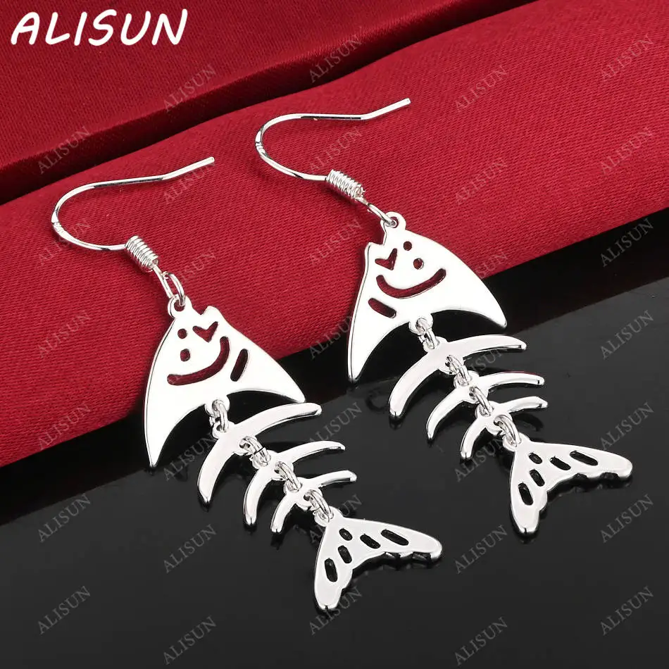

ALISUN 925 Sterling Silver Fish Bones Earrings Drop Earrings Anniversary Gift Popular Wild Fashion Romantic Jewelry