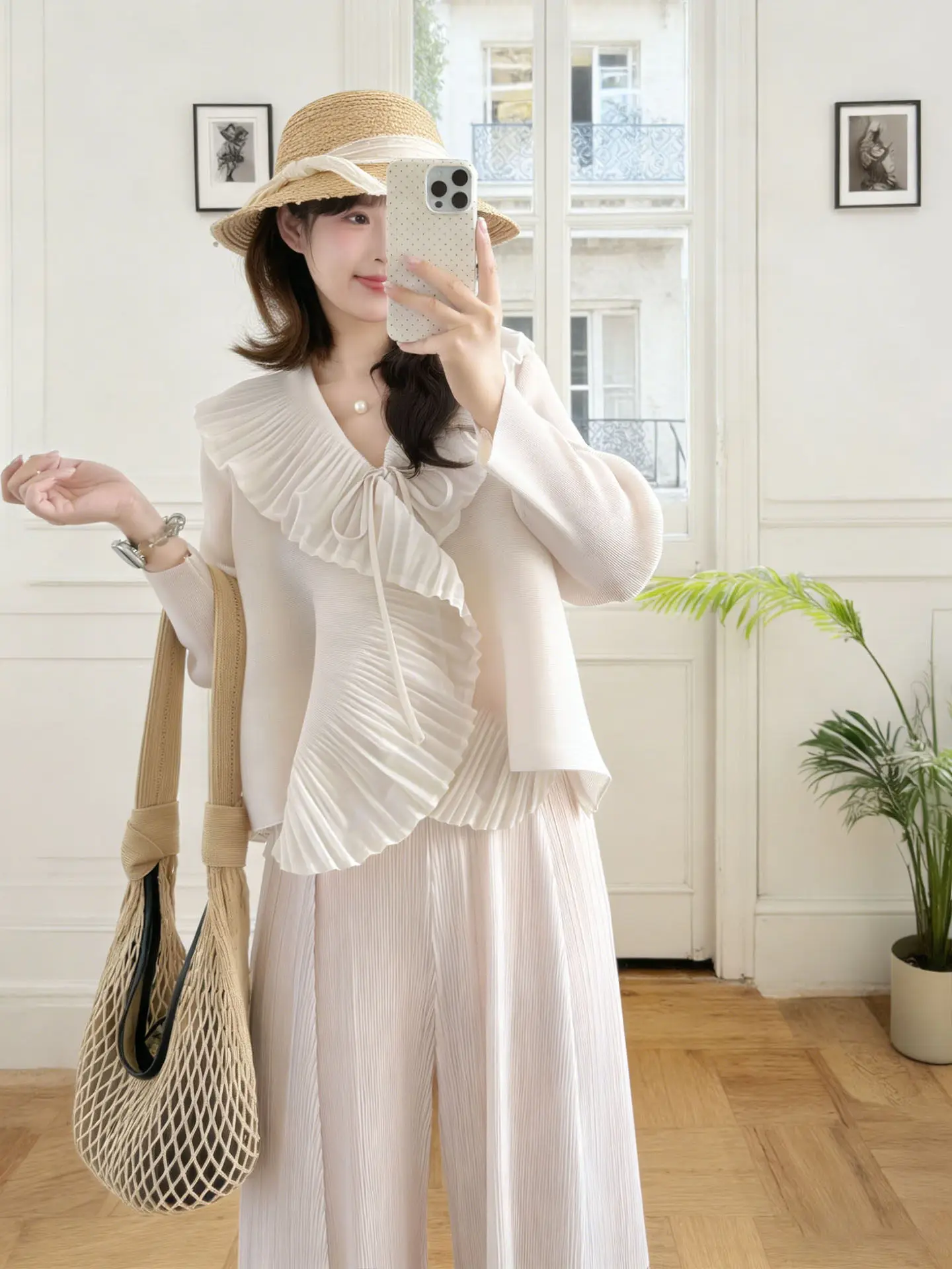 

Плиссированная куртка Miyake 2026: Новинка, укороченный кардиган с длинными рукавами, свободный крой, элегантный топ с рюшами и завязками, эластичный, больших размеров, женская одежда